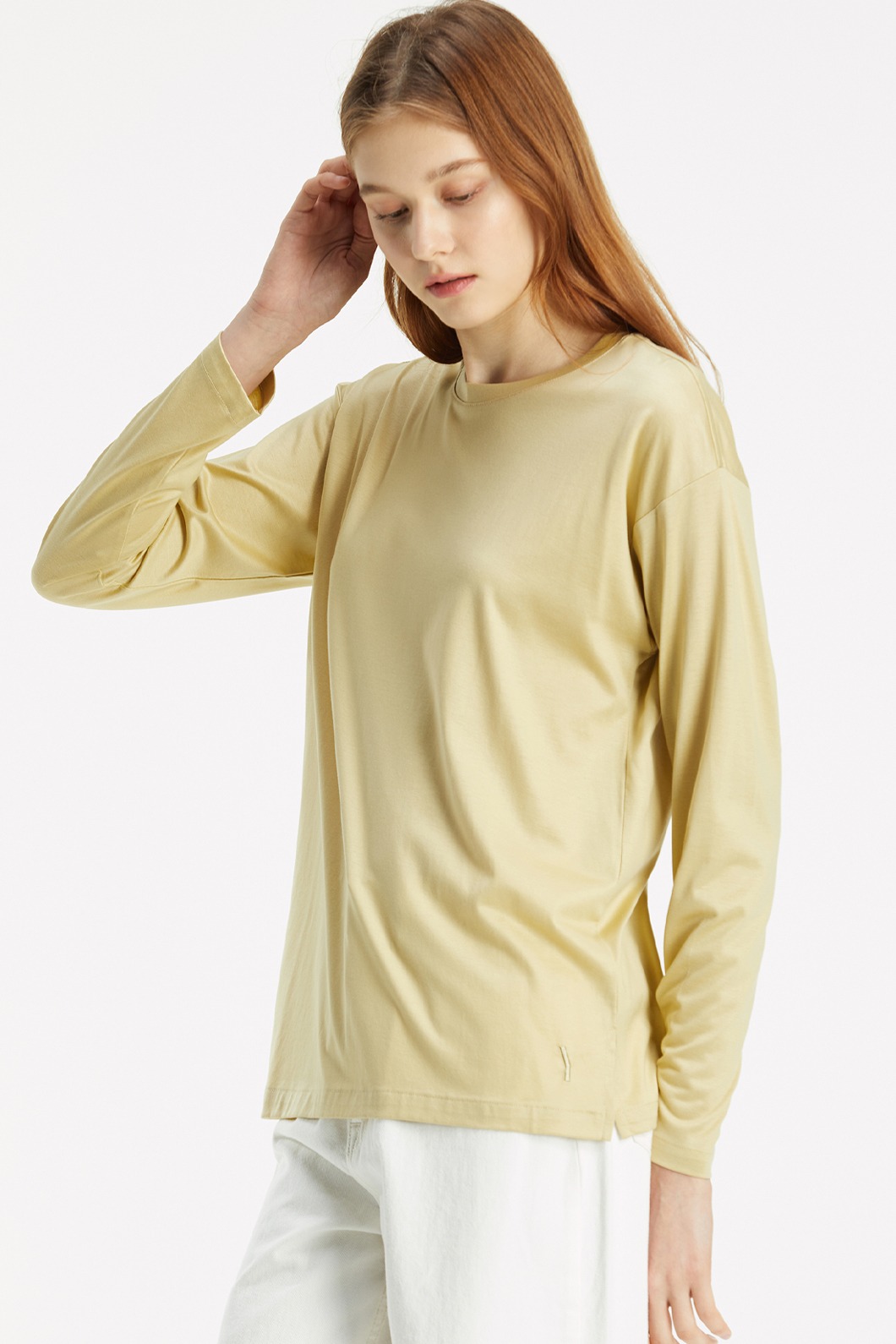 W_시그니처 루즈 &amp; 릴렉스 핏 긴소매 티셔츠 (155gsm)