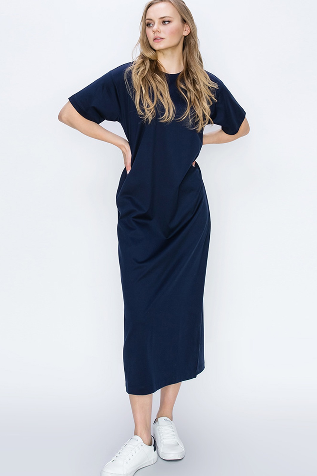 W_루즈 &amp; 릴렉스 핏 반소매 티셔츠 드레스